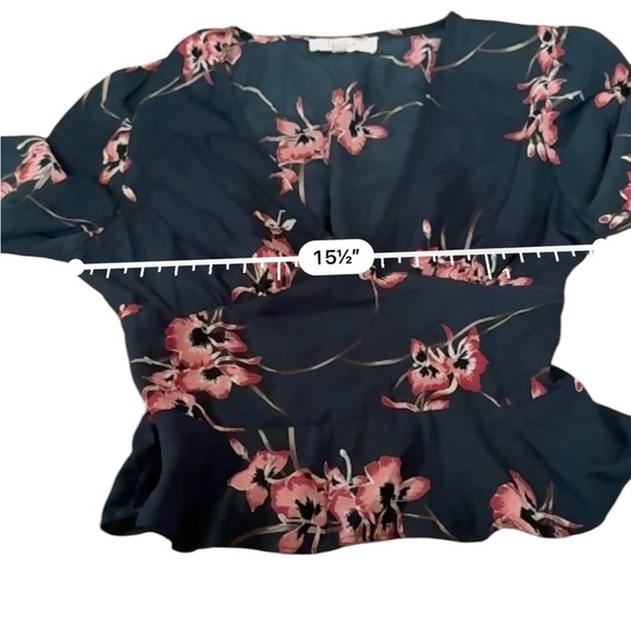 Louna Floral V-Neck Long Sleeve Smocked‎ Top in Green Sz XS - Picture 7 of 8